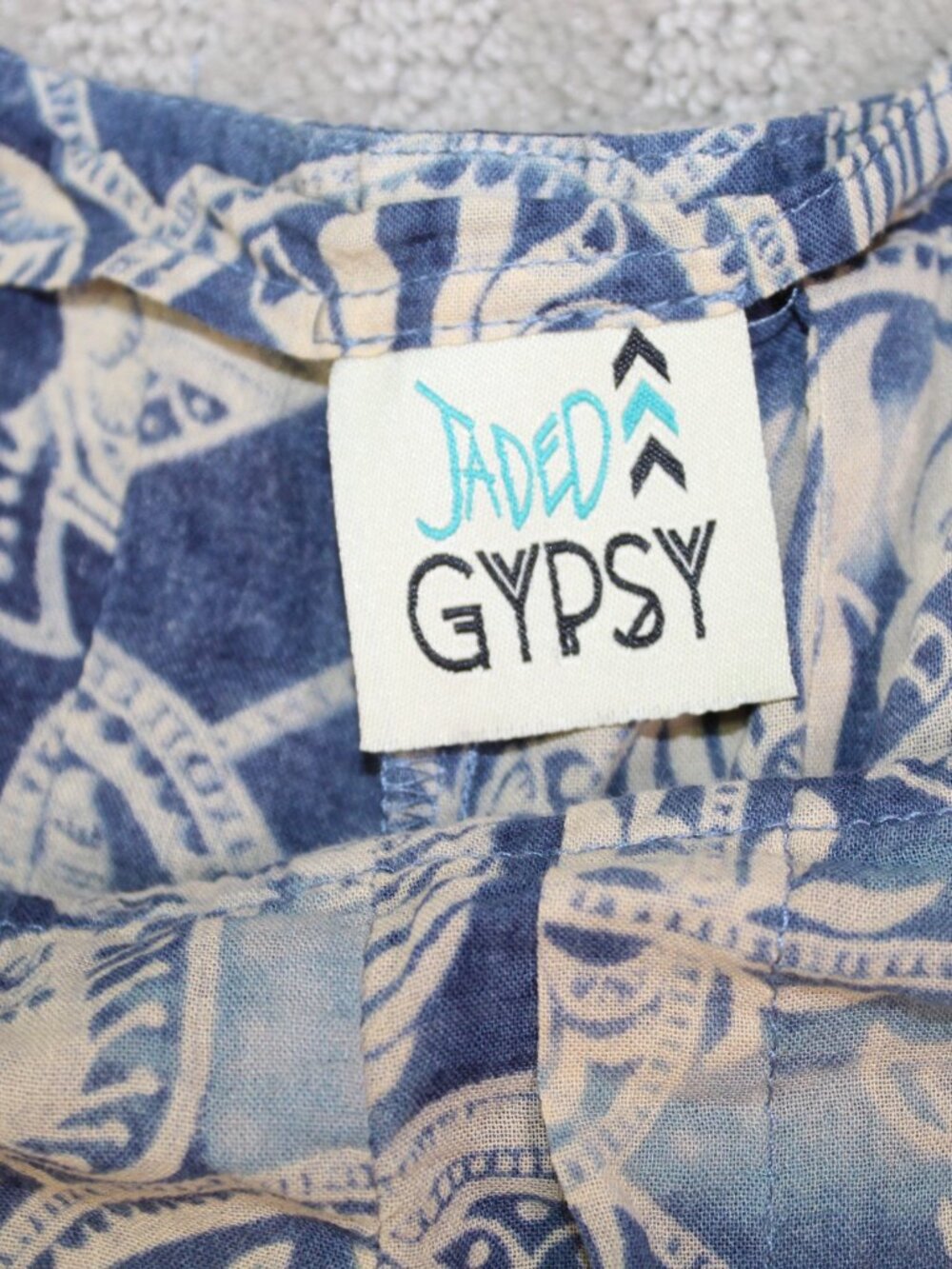 Jaded Gypsy Size S Blue Boho Wide Leg Spaghetti Strap Jumpsuit - Picture 7 of 7